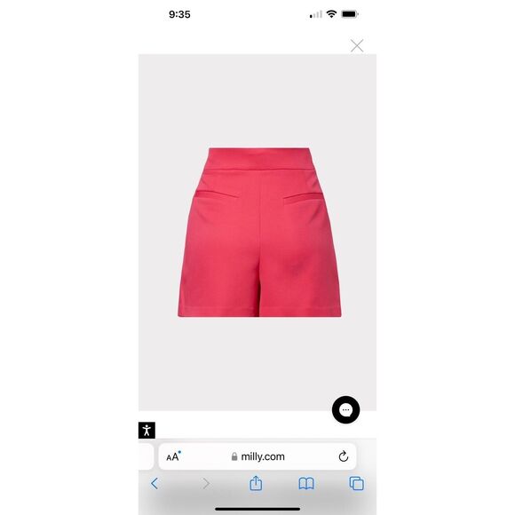 MILLY Aria Cady Sz 2 Button Tab Shorts MILLY Pink - Picture 8 of 9